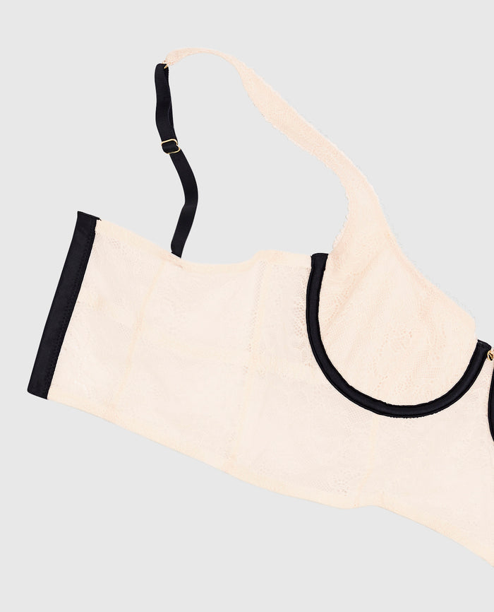 Unlined Satin Balconette Bra Top in Ivory Dawn