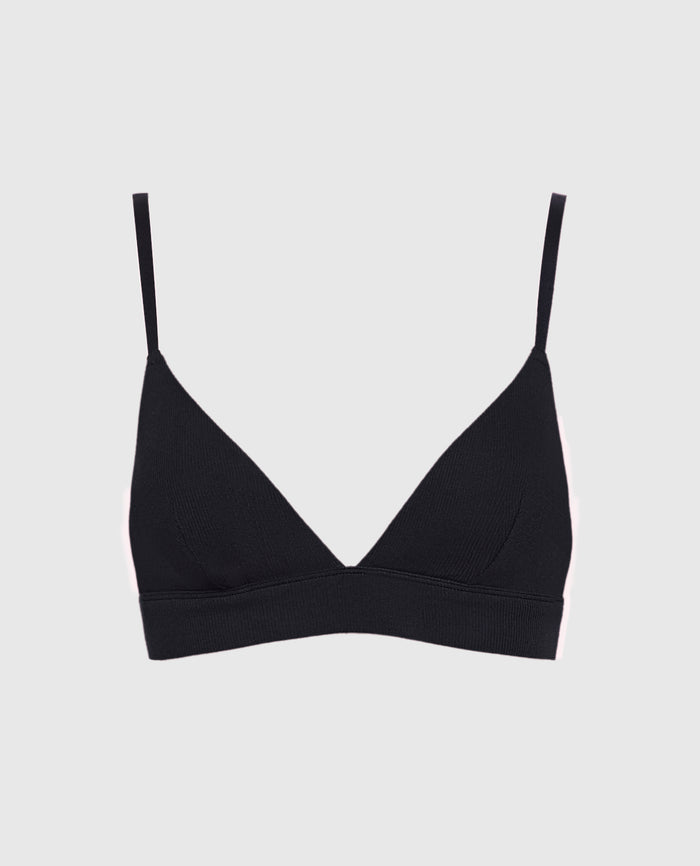 Unlined  V Neck Bralette in Black