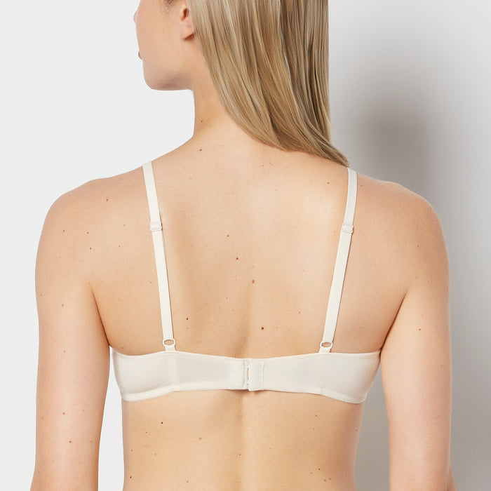 Unlined Wired Bralette with Lace Trim in Pearled Ivory