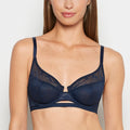 Unlined Wired Triangle Bralette in Navy