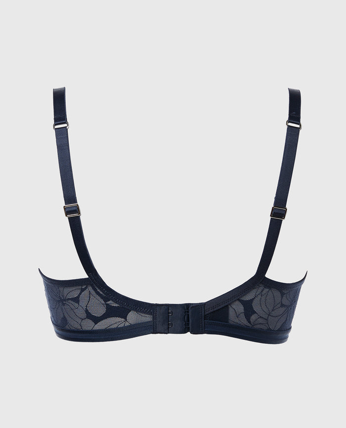 Unlined Wired Triangle Bralette in Navy