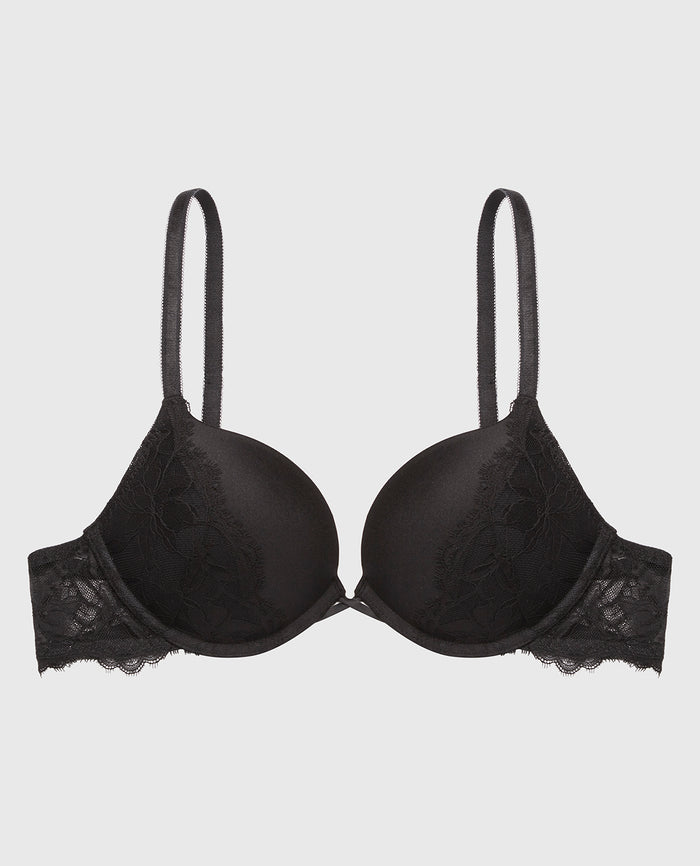 Up 2 Cup Plunge Bra with Afterglow Lace in Tuexdo Black