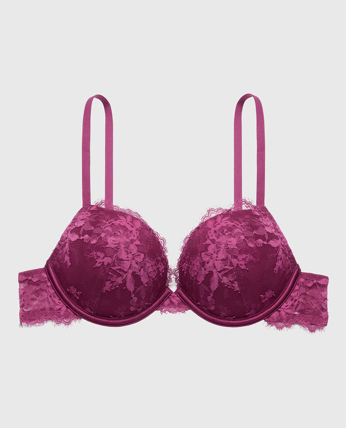 Up 2 Cup Plunge Bra with Bewitched Lace in Magenta Purple
