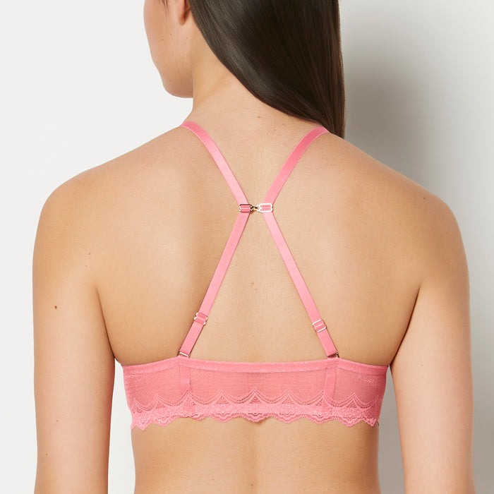 Up 2 Cup Plunge Bra with Exquisite Lace in Pink Lemonade