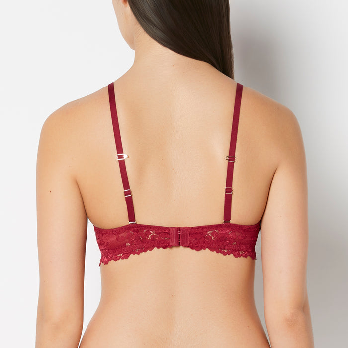 Up 2 Cup Plunge Bra with Romantic Lace in Plum Rose