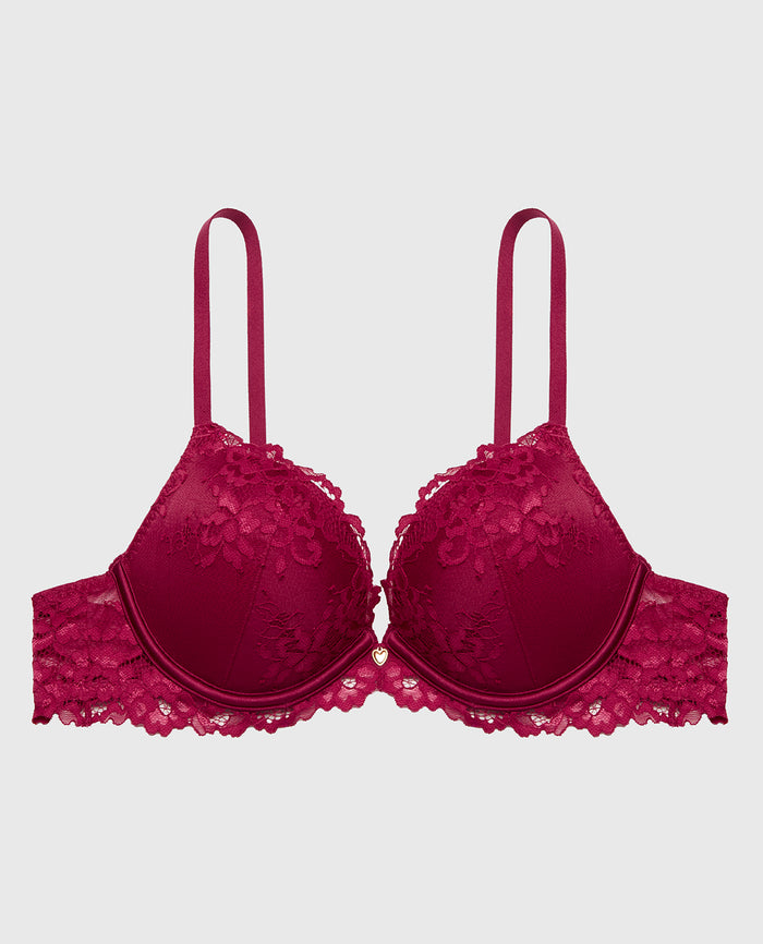 Up 2 Cup Plunge Bra with Romantic Lace in Plum Rose