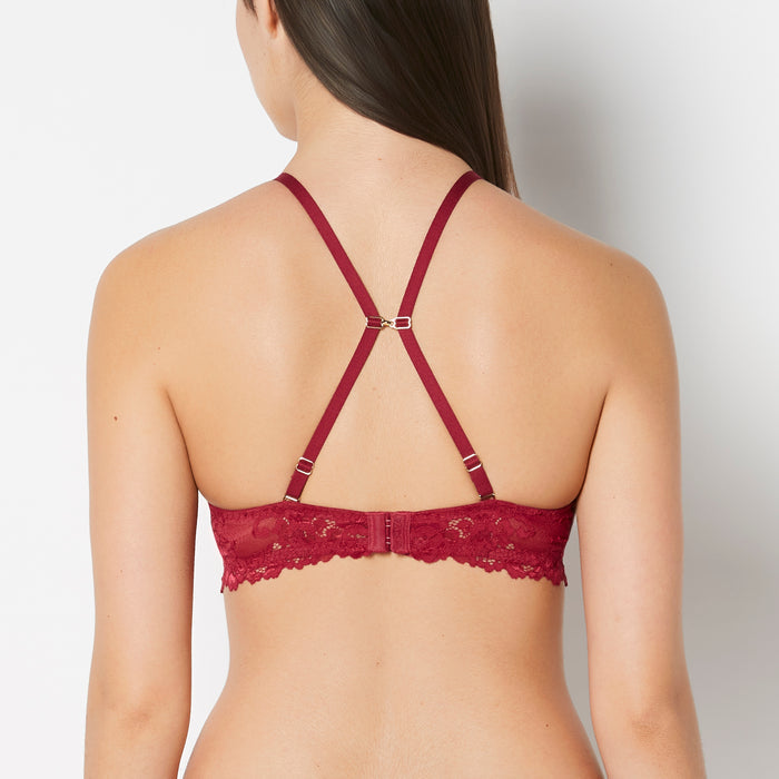 Up 2 Cup Plunge Bra with Romantic Lace in Plum Rose