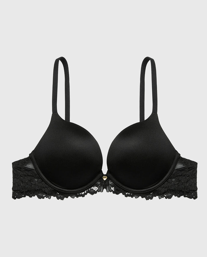 Up 2 Cup Plunge Bra with Romantic Lace Wing in Tuxedo Black