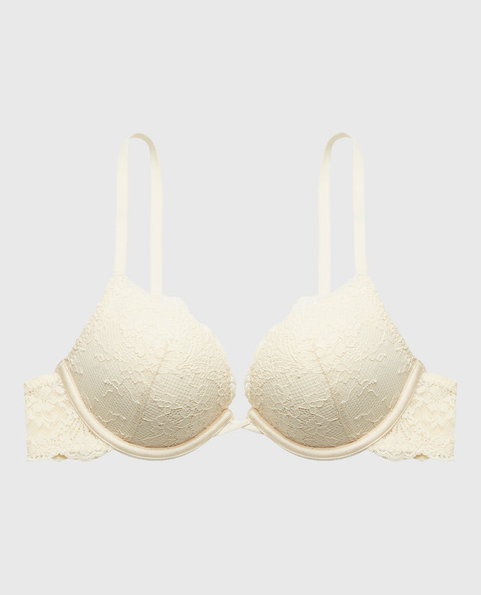 Up 2 Cup Plunge Bra with Timeless Lace in Pearled Ivory