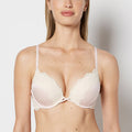Up 2 Cup Plunge Bra with Timeless Lace Trim in Crystal Pink