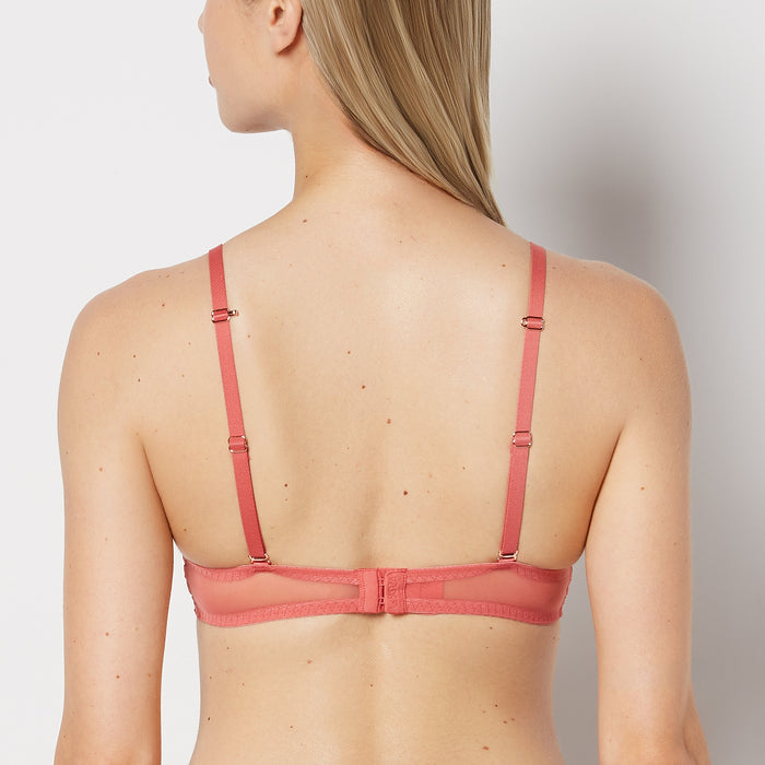 Up 2 Cup Plunge Bra with Timeless Lace Up Detail in Faded Rose