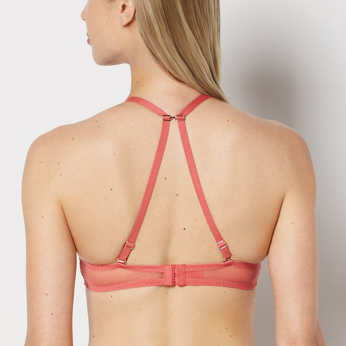 Up 2 Cup Plunge Bra with Timeless Lace Up Detail in Faded Rose