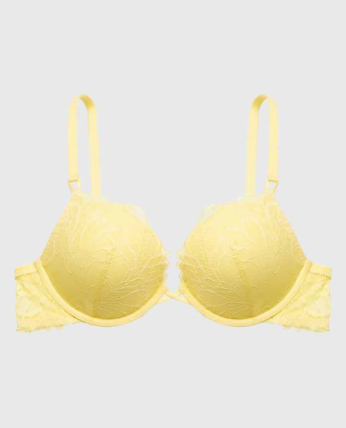 Up 2 Cup Push Up Bra With Lush Lace in Pale Banana