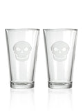 Greyson Clothiers Voodoo Pint Glass Set - Clear 16oz Skull-Etched Glassware, Set of Two | Greyson Clothiers