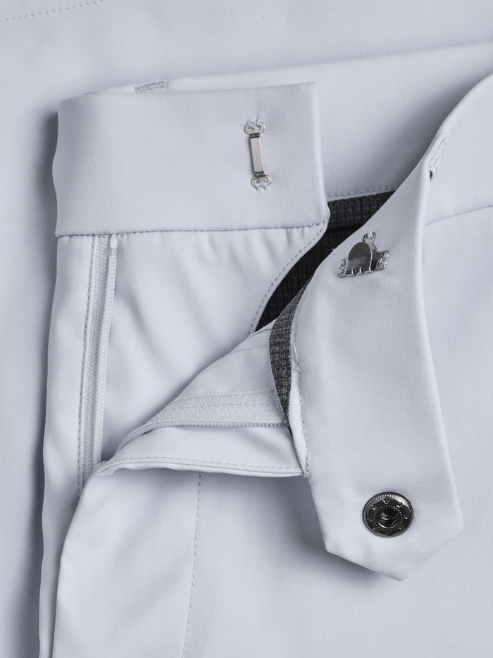 Smoke Heather Wainscott Short Waistband & Fly Detail - Hook-and-Bar Closure | Greyson Clothiers