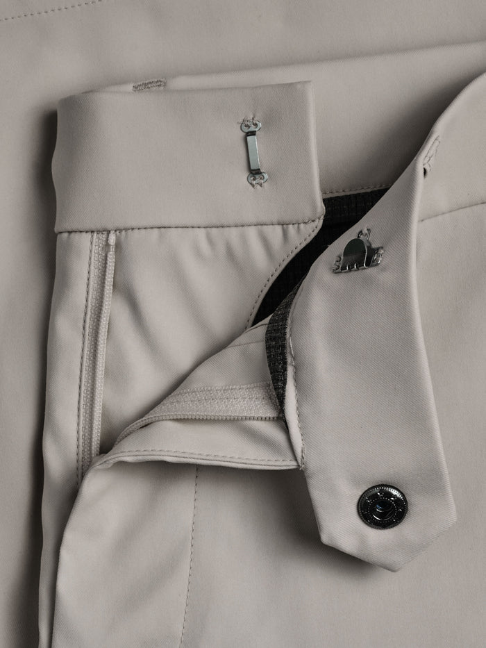 Stone Wainscott Short Waistband & Fly Construction Detail - Hook-and-Bar Closure | Greyson Clothiers