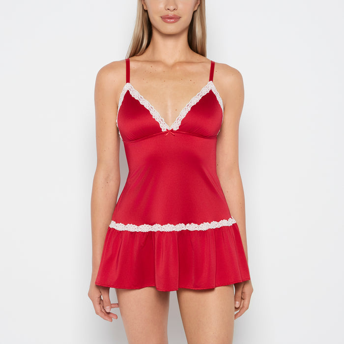 Wicked Lace Micro Dress in Crimson