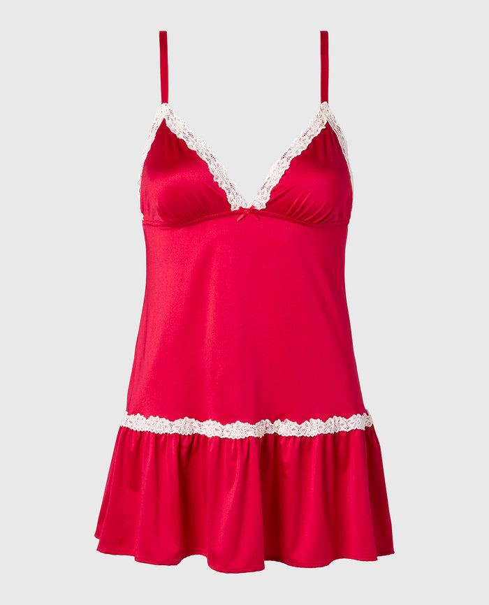 Wicked Lace Micro Dress in Crimson