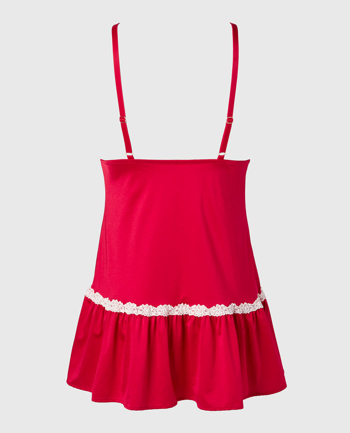 Wicked Lace Micro Dress in Crimson