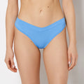 Wide Waist Cotton Thong in Azure Blue