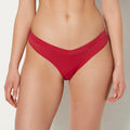 Wide Waist Cotton Thong in Passion Red