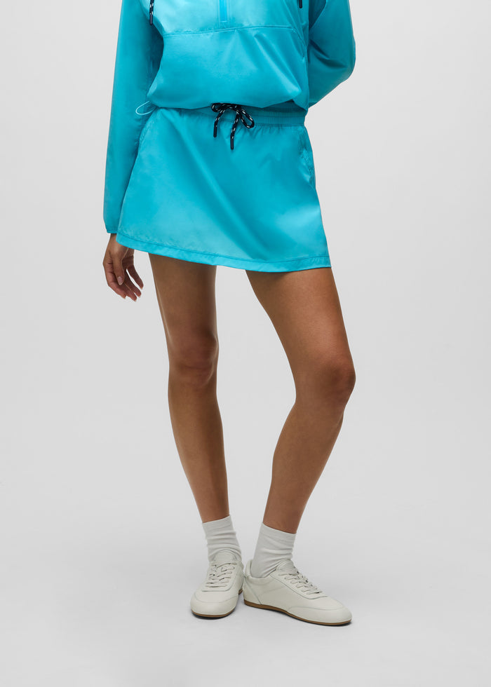 Maltese Blue Wind Skirt with Anorak Set - Three-Quarter View, Women's Golf Skirt | Greyson Clothiers