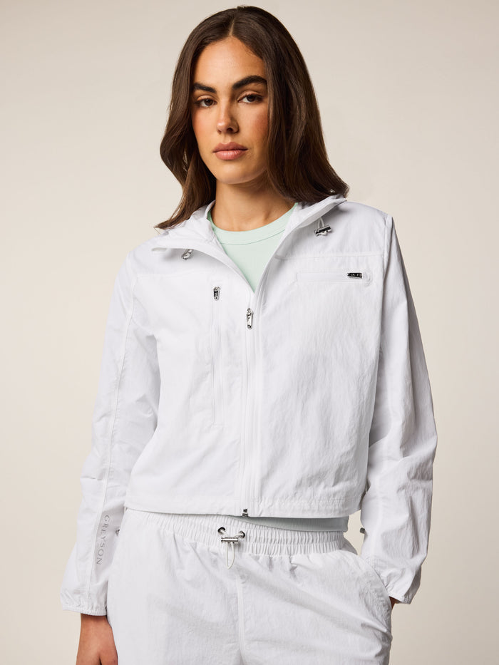 Arctic Wind Ultra-Light Full-Zip Jacket On Model Front View - Women's Windproof Layer | Greyson Clothiers