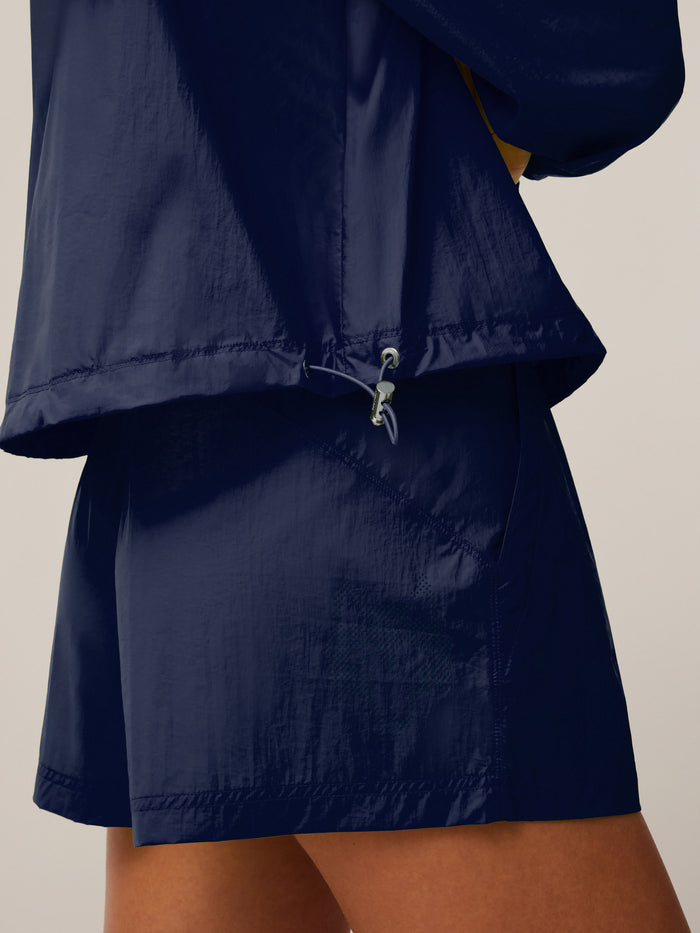Maltese Blue Wind Short - Drawcord Waistband & Set Detail, Women's Windproof Short | Greyson Clothiers