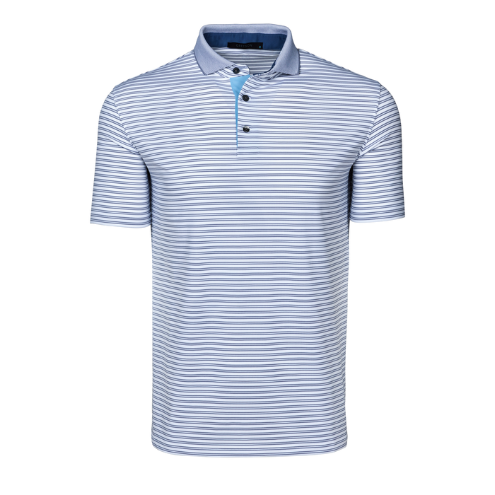 Arctic Greyson Clothiers Winoka Short Sleeve Striped Premium Golf Polo - Front View | Greyson Clothiers