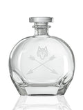 Greyson Clothiers Wolf and Arrows Glass Decanter - Front View | Greyson Clothiers