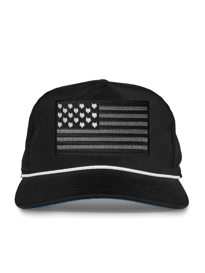 Shepherd Black Nylon Wolf Flag Rope Hat - Front View | Greyson Clothiers