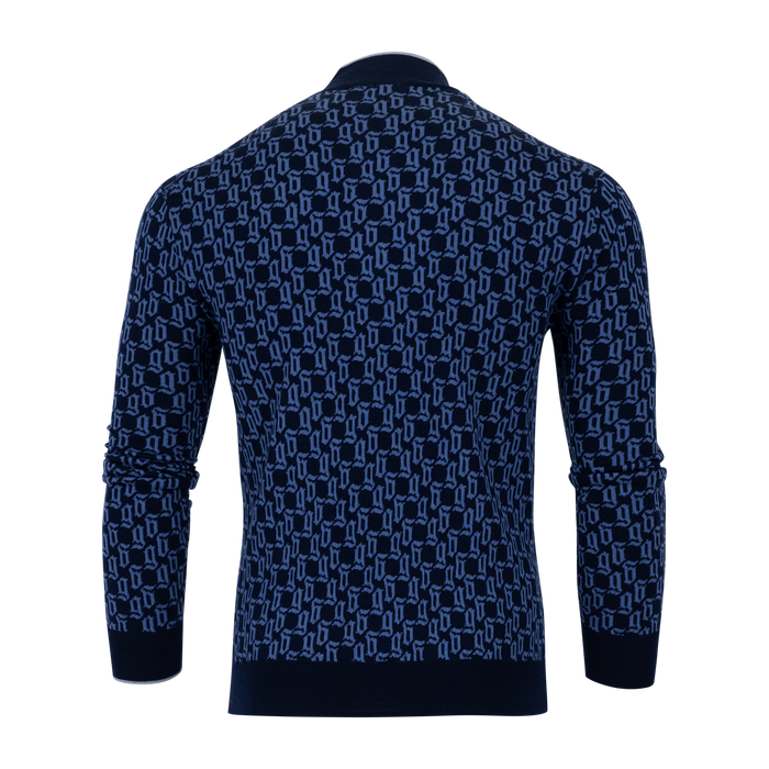 Maltese Blue Wolf Tails Saratoga Quarter-Zip Merino Sweater - Back View | Greyson Clothiers