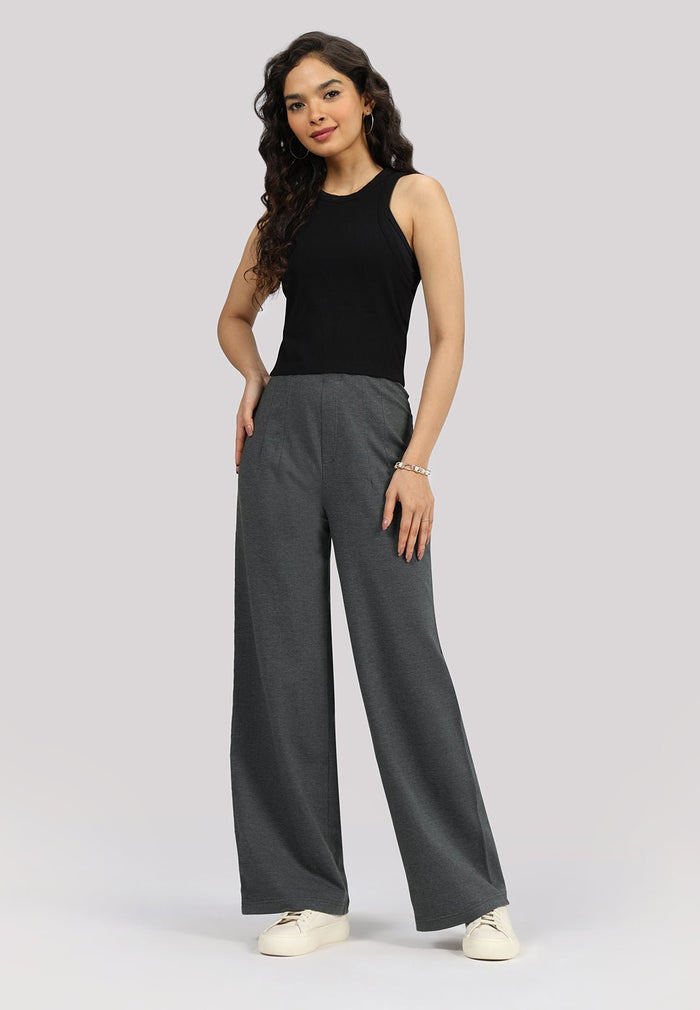Work-To-Wine Twill Wide Dart Pants - BlissClub