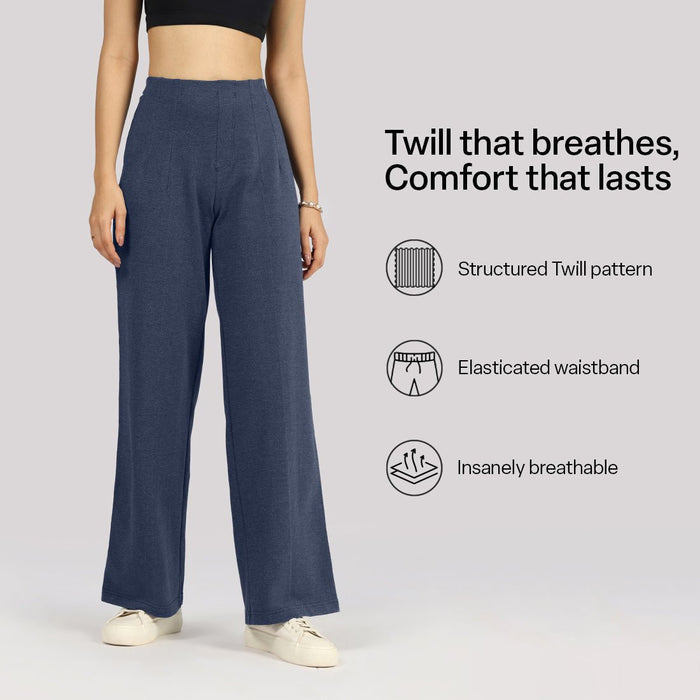 Work-To-Wine Twill Wide Dart Pants - BlissClub