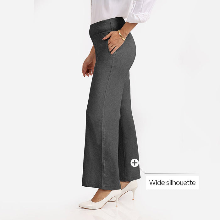 Work-To-Wine Twill Wide Leg Flare Pants - BlissClub