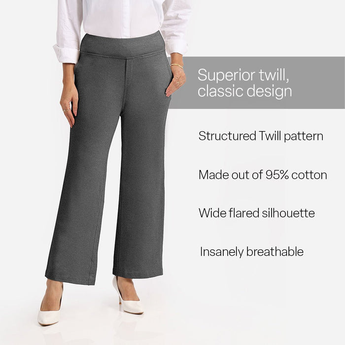 Work-To-Wine Twill Wide Leg Flare Pants - BlissClub