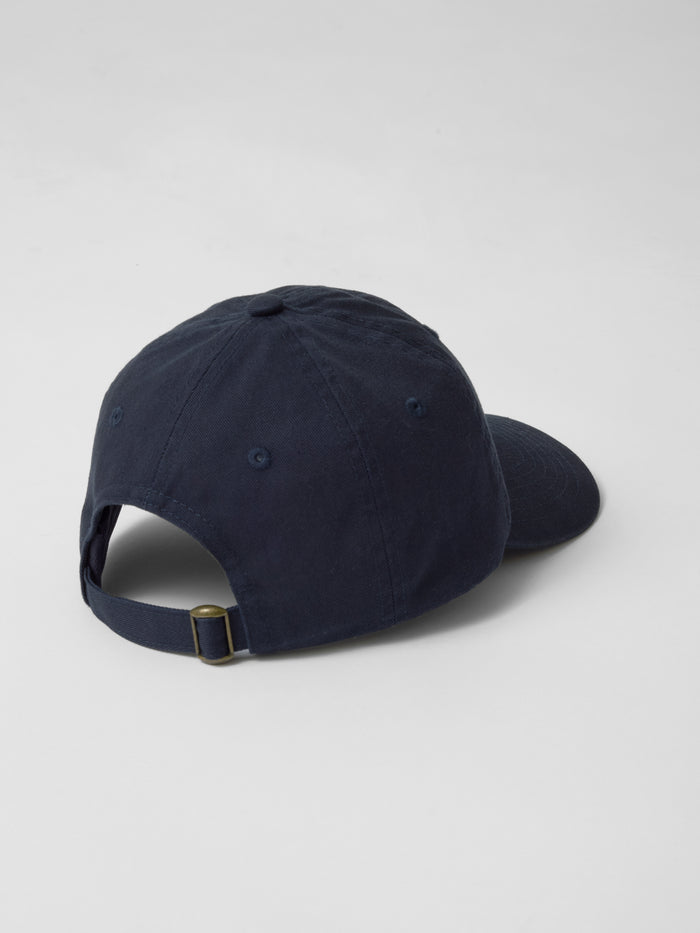 Maltese Blue Cotton Youth Arrow Wolf Hat - Back View Showing Adjustable Brass Strap | Greyson Clothiers