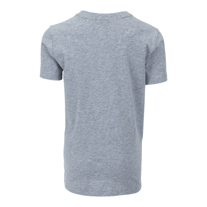 Light Grey Heather Youth Playing Wolf Short Sleeve Tee - Back View, Cotton Kids Tee | Greyson Clothiers
