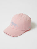Rose Quartz Youth Stalking Wolf Hat - Front Angle, Embroidered Wolf & Script Logo | Greyson Clothiers