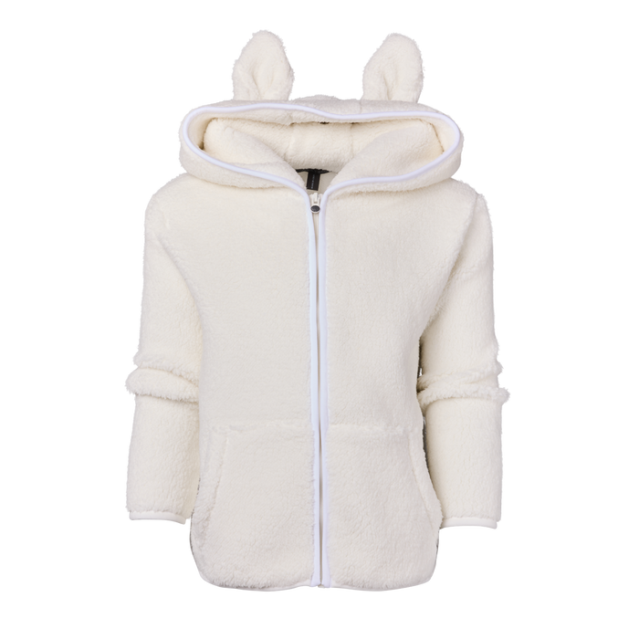 Dove Youth Wolf Sherpa Hoodie with Wolf Ears, Full-Zip - Front View | Greyson Clothiers