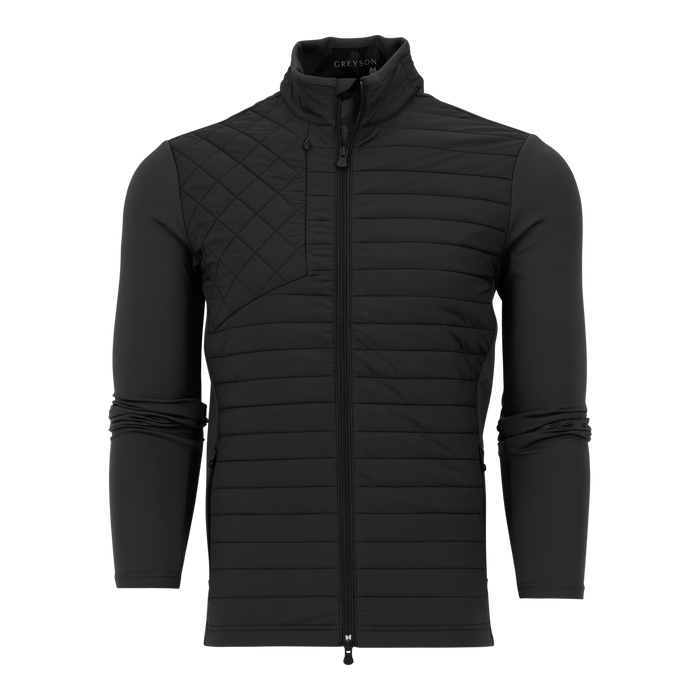 Anthracite Greyson Yukon Ultralight Hybrid Jacket - Channel-Quilted Front, Full Zip, Front View | Greyson Clothiers