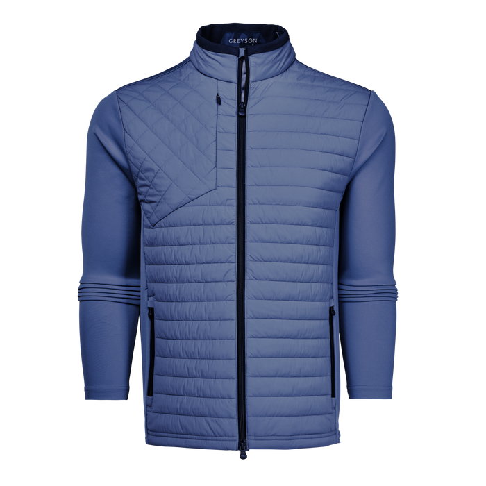 Vintage Indigo Greyson Yukon Ultralight Hybrid Jacket - Channel-Quilted Front, Full Zip, Front View | Greyson Clothiers