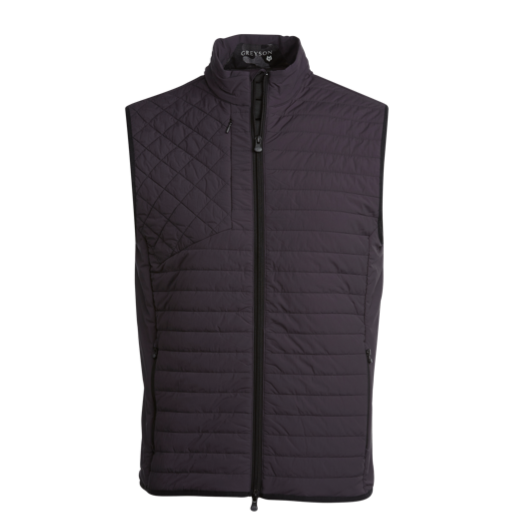 Anthracite Quilted Hybrid Golf Vest - Front View | Greyson Clothiers Yukon Ultralight