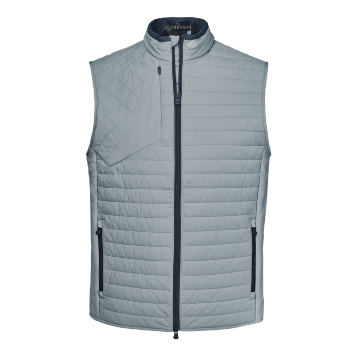 Shepherd Grey Ultralight Insulated Golf Vest, Quilted Full-Zip - Front View | Greyson Clothiers